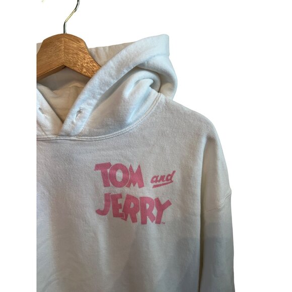 Tom & Jerry White Hoodie Women's Men's Unisex Size Medium Cartoon Sweatshirt - Picture 4 of 5
